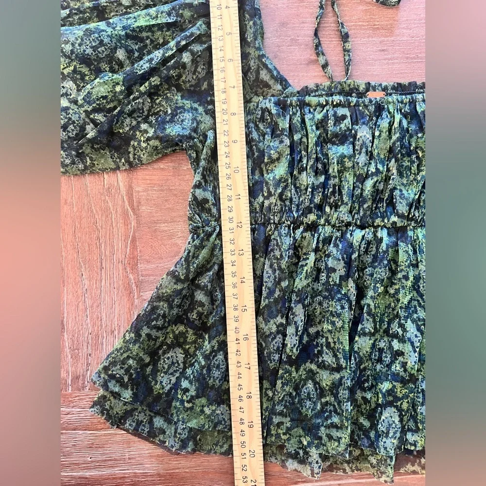 Free People Penelope Printed Smock Top in Green Size Large